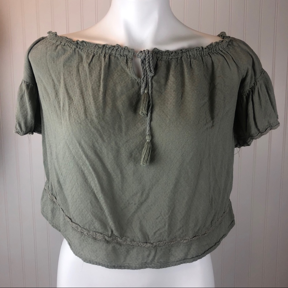 AEO (off the shoulder) Olive Green Top